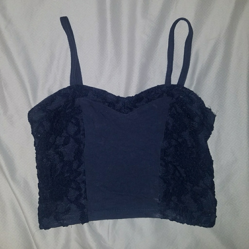 Blue textured crop top